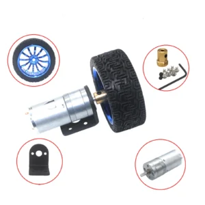 12V DC Small Speed Reduction Gear Motor Metal With 65mm Wheel