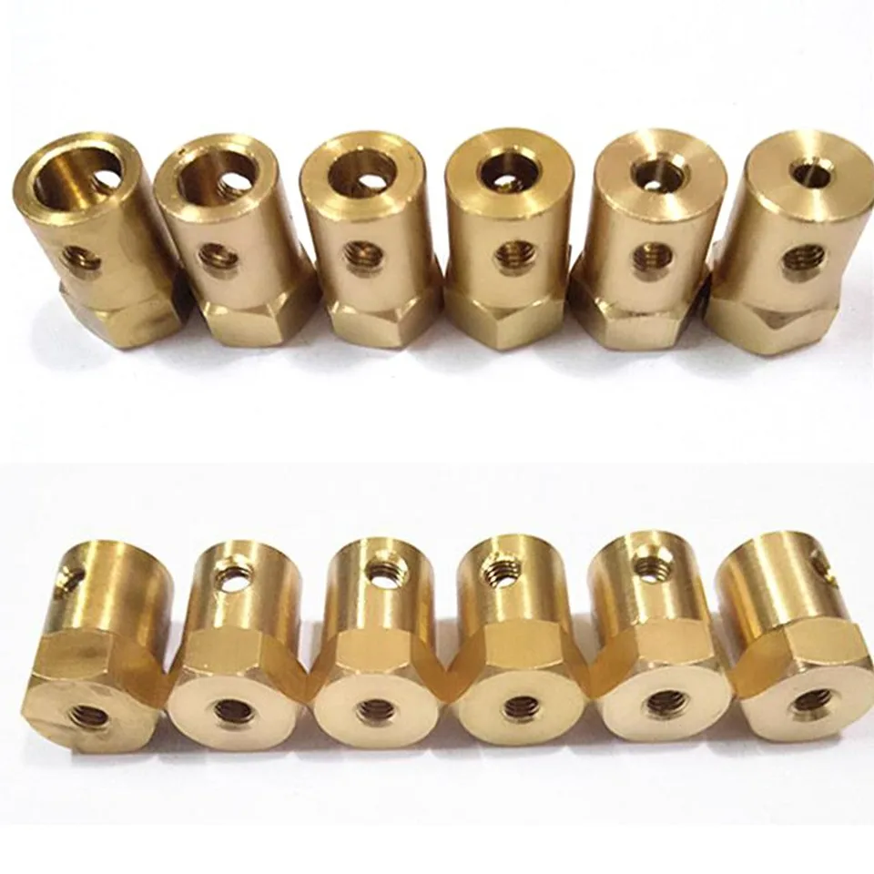 Hex Coupler Bore Motor Hex Brass Shaft Coupling Flexible Connector