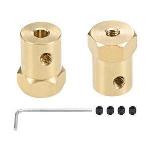 Hex Coupler 3mm/4mm/5mm/6mm Bore Motor Hex Brass Shaft Coupling Flexible Connector for Car Wheel Tires Shaft Motor