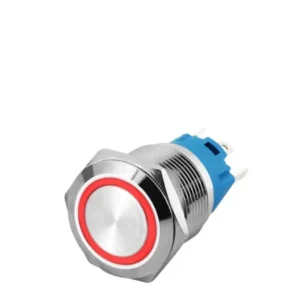 LED RED 16mm ON/OFF  Flat Metal Push Button Switch 16mm