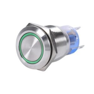 16mm PLUSE Switch10 Amp 16mm Latching Push Button Switch 12V and 24v Angel Eye LED Waterproof Stainless Steel Round (16mm, GREEN) Price in Pakistan