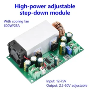 600W Buck Converter For Solar Panels High Power Step-Down Power DC-DC Buck Converter Supply Module 12-75V To 2.5-50V 25A Adjustable Regulated Power Price in Pakistan