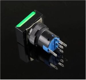 Button Switch ON/OF Rectangular LED Light DC12V 16MM PLASTIC GREEN