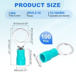 RV5.5-10 Green PVC Sleeve Pre Insulated Ring Terminals Connector price in pakistan