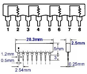 10K Ohm 8PIN 4 resistor isolated network Price in Pakistan