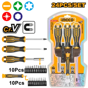 HKSDB02482 24-Piece Screwdriver and Bits Set – Magnetic Shank, Precision Screwdriver