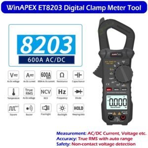 ET8203 WinAPEX 8203 600A AC/DC Digital Clamp Meter 1000VDC