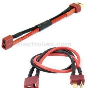 T Plug Battery Extension Male to Female Cable Adapter 10cm 14Awg